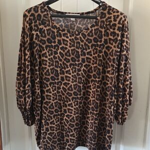 Michael Kors Brown Leopard Print Blouse